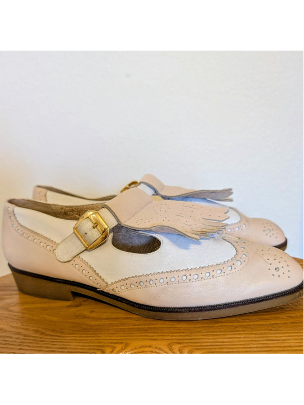 Vintage Amalfi Rangoni Pink Leather Kiltie Loafers Mary Jane Oxford 8.5 Italy - Picture 4 of 12